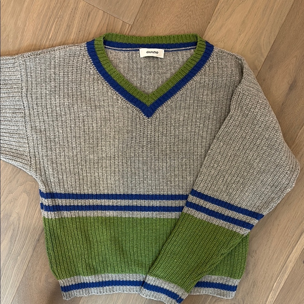 Danielle Guizio Striped V-Neck Sweater - Picture 3 of 6